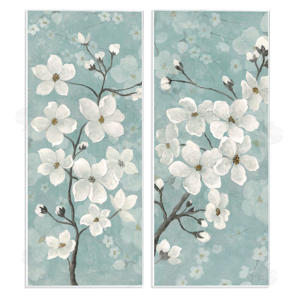 Green Toned Blossoms Wood Plaque Wall Art, Home Decor by Tava Studios