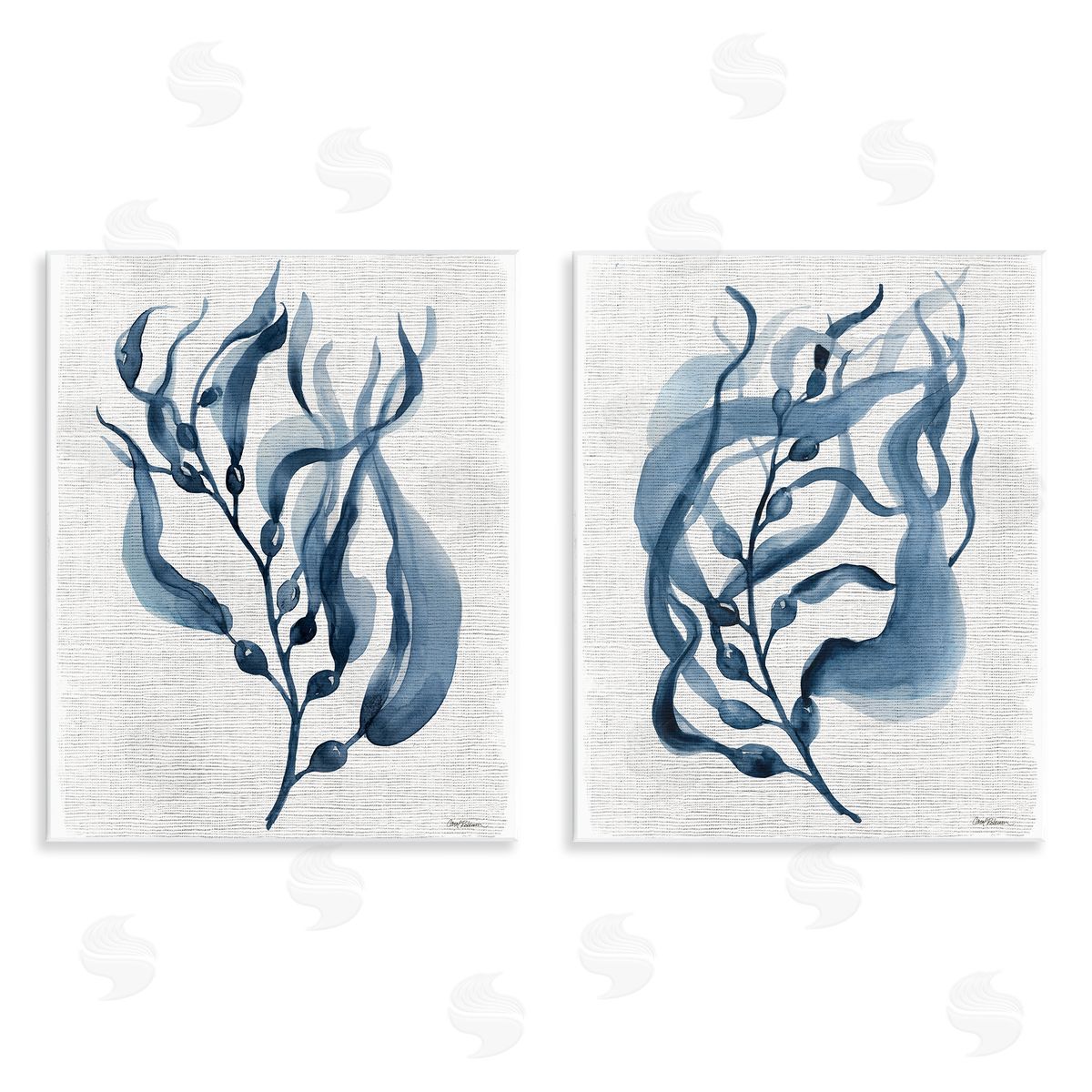 Fluid Blue Herbs Wood Plaque Wall Art, Home Decor by Carol Robinson