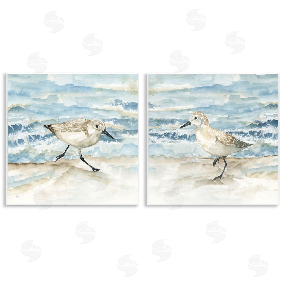 Sandpipers Treading Beach Shore Wood Plaque Wall Art, Home Decor by Nan