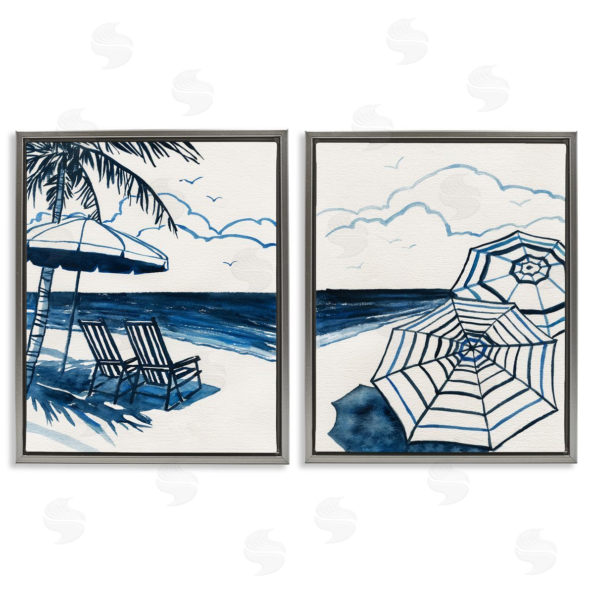 Tropical Ocean Views Grey Floating Frame Canvas Wall Art, Home Decor by Carol Robinson