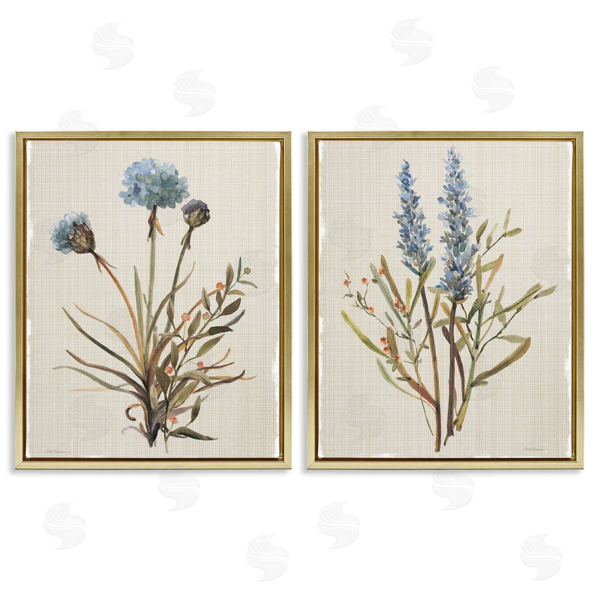 Natural Budding Blooms Gold Floating Frame Canvas Wall Art, Home Decor by Carol Robinson