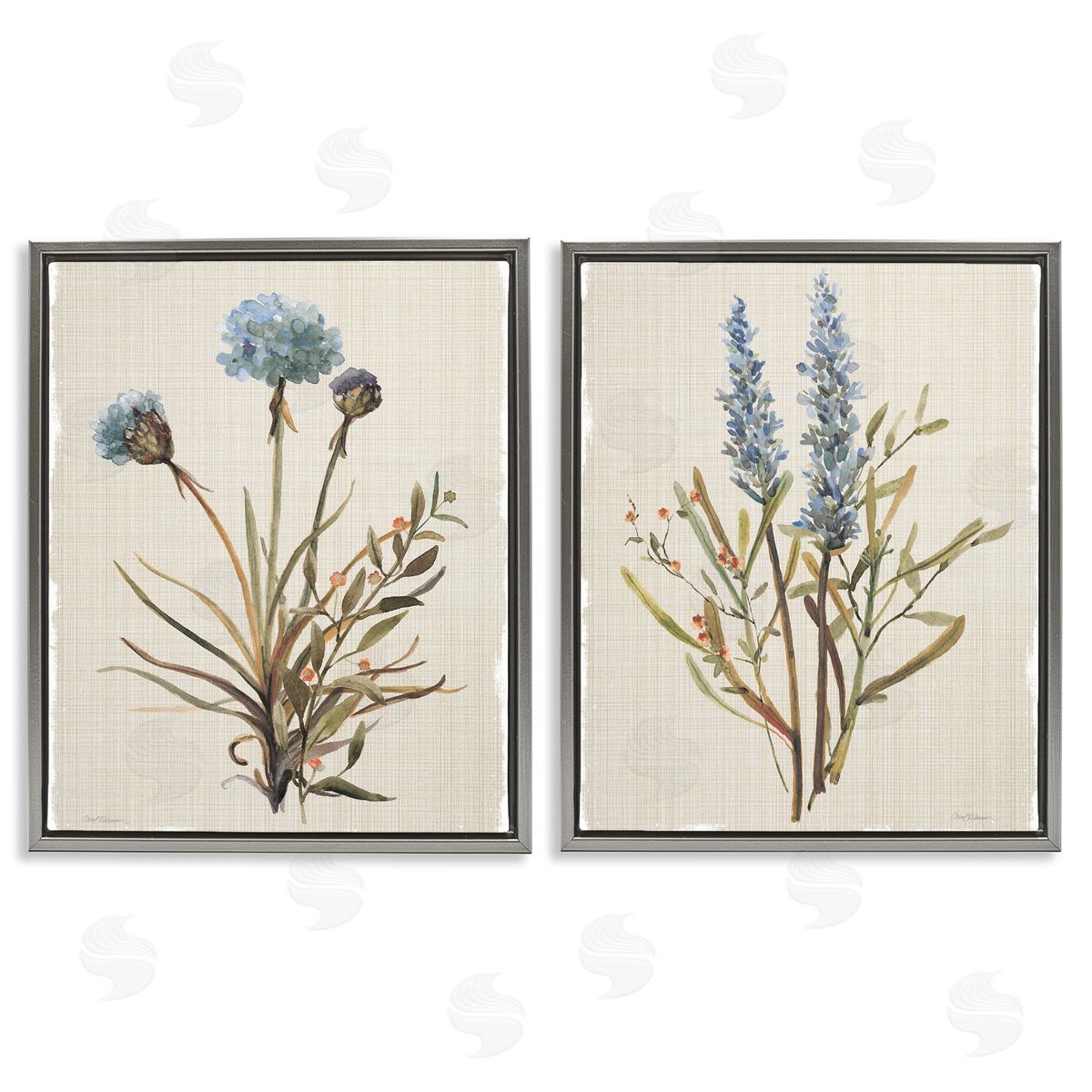Natural Budding Blooms Grey Floating Frame Canvas Wall Art, Home Decor by Carol Robinson