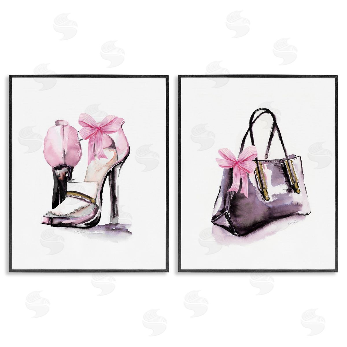 Luxury Shoes & Handbag Black Frame Print Wall Art, Home Decor by Stella Chang