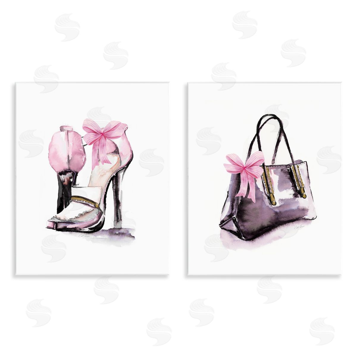 Luxury Shoes & Handbag Wood Plaque Wall Art, Home Decor by Stella Chang