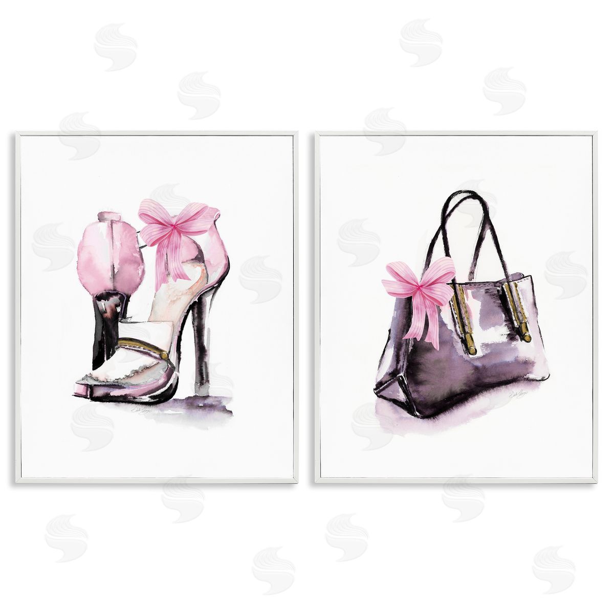 Luxury Shoes & Handbag White Frame Print Wall Art, Home Decor by Stella Chang