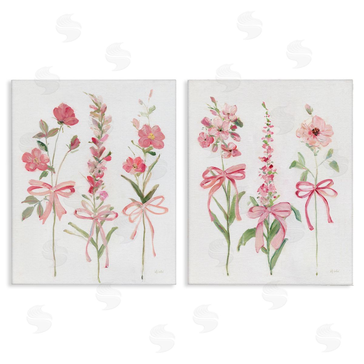 Soft Fresh Pastel Sprigs Canvas Wall Art, Home Decor by Sally Swatland