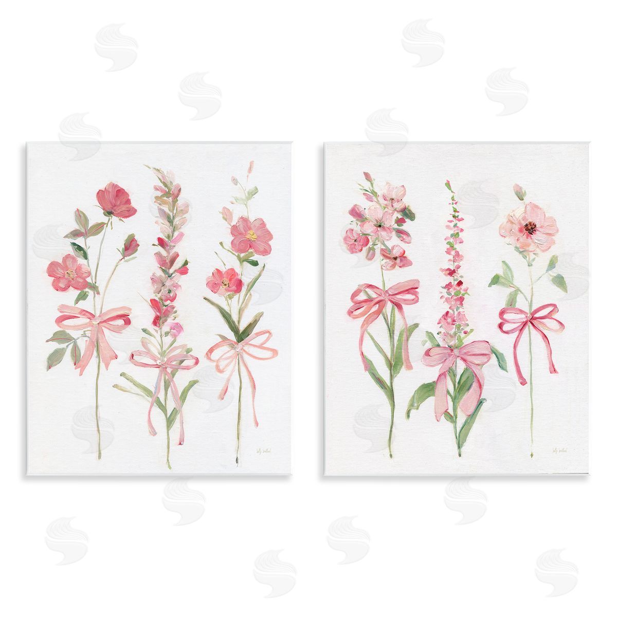 Soft Fresh Pastel Sprigs Wood Plaque Wall Art, Home Decor by Sally Swatland