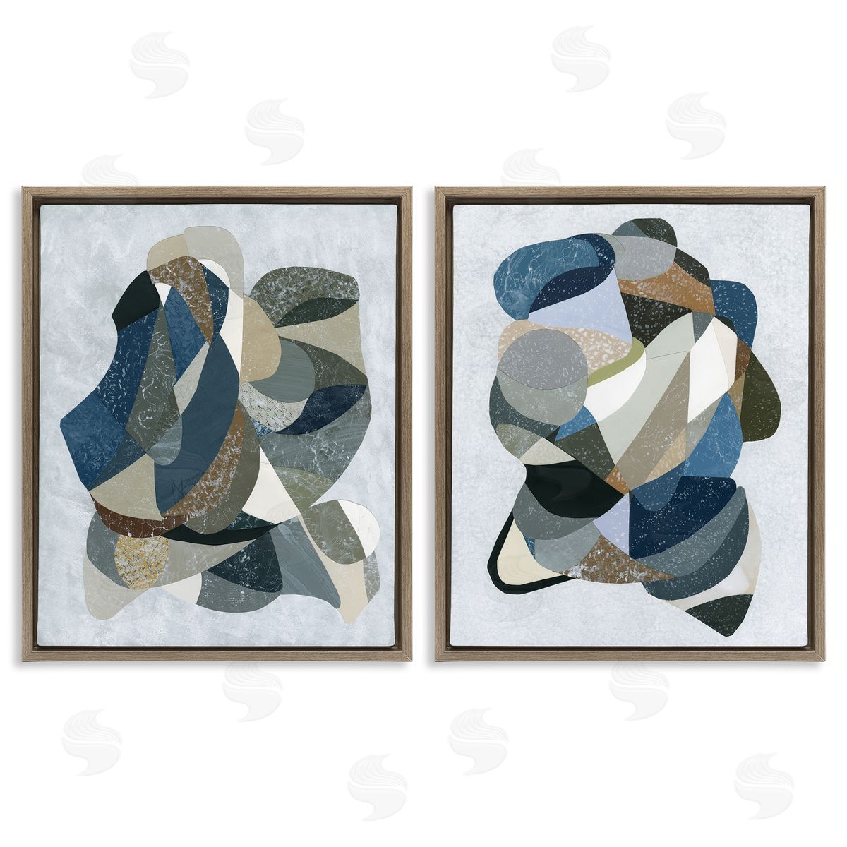 Neutral Geometric Patterns Brown Floating Frame Canvas Wall Art, Home Decor by Coco Good