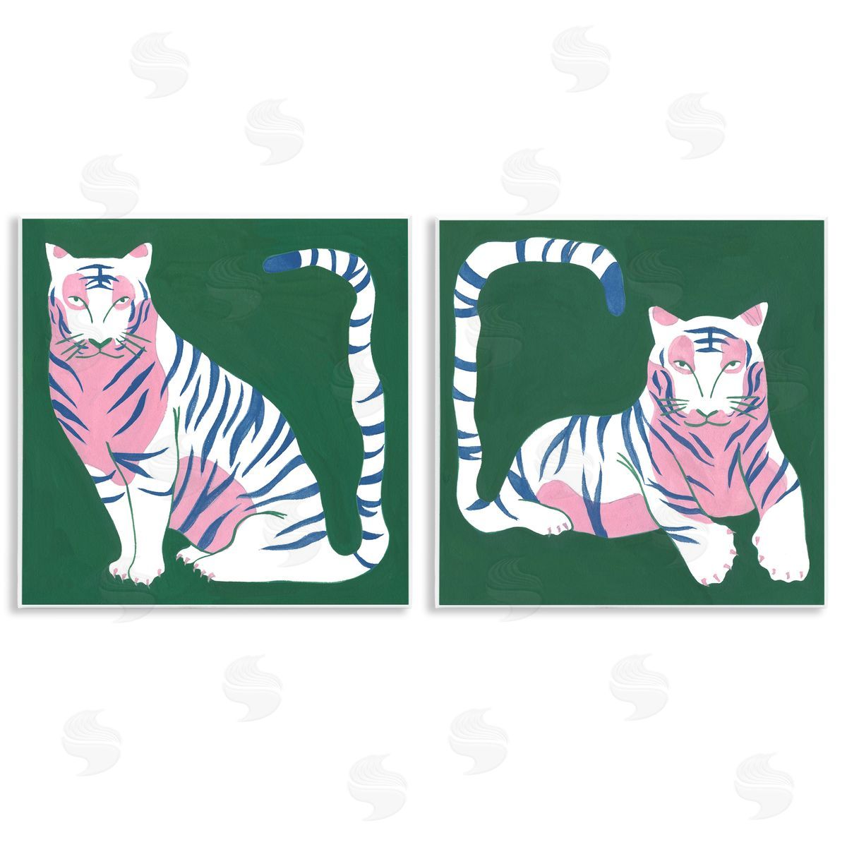 Fierce Lounging Tigers Wood Plaque Wall Art, Home Decor by Melissa Wang