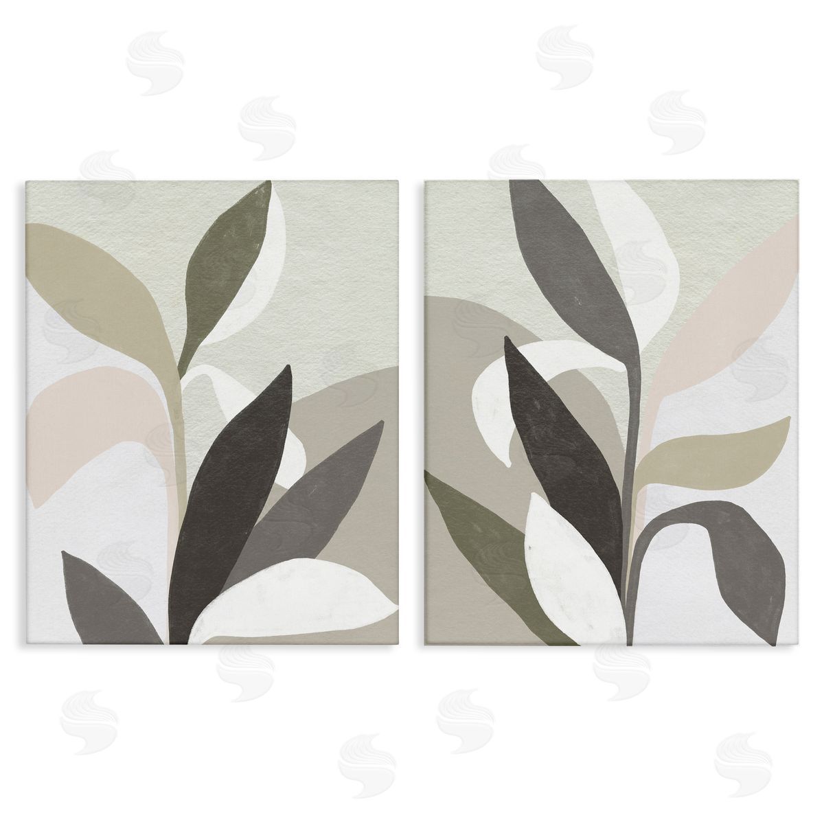 Neutral Leaf Shapes Canvas Wall Art, Home Decor by June Erica Vess