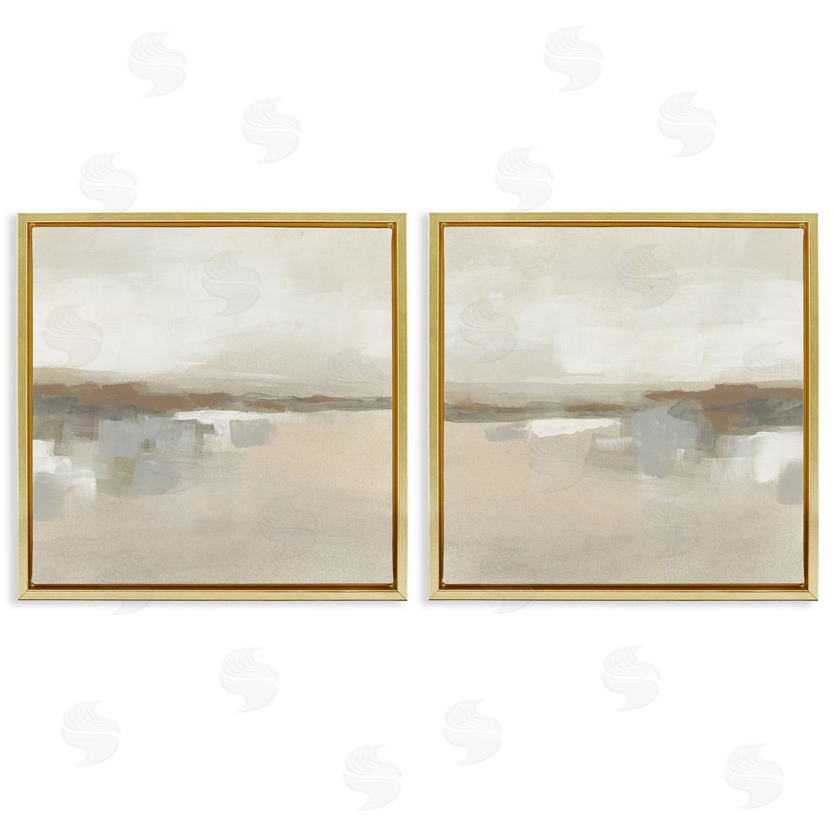 Earthy Landscape Impressions Gold Floating Frame Canvas Wall Art, Home Decor by June Erica Vess