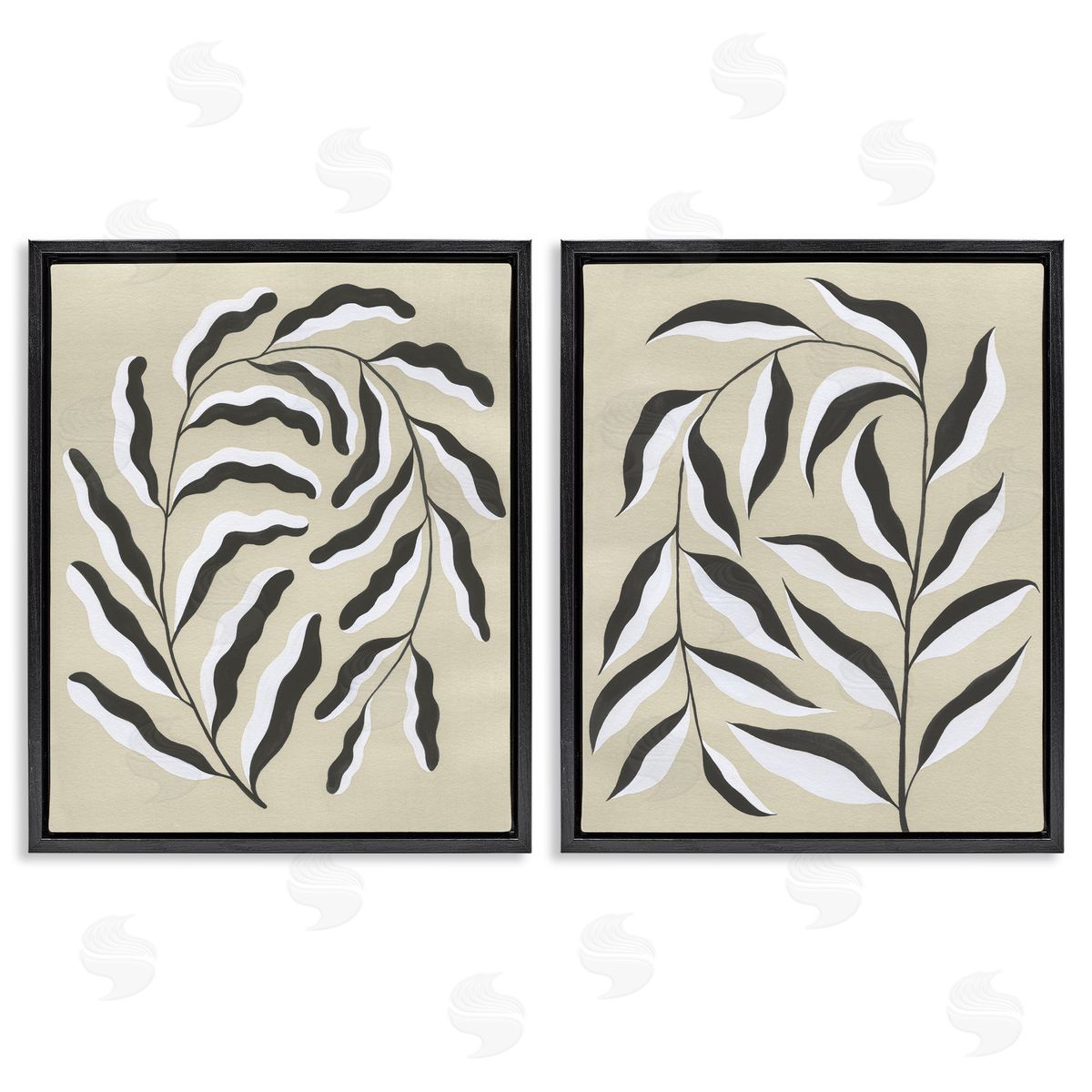 Midcentury Mod Botanicals Black Floating Frame Canvas Wall Art, Home Decor by Grace Popp