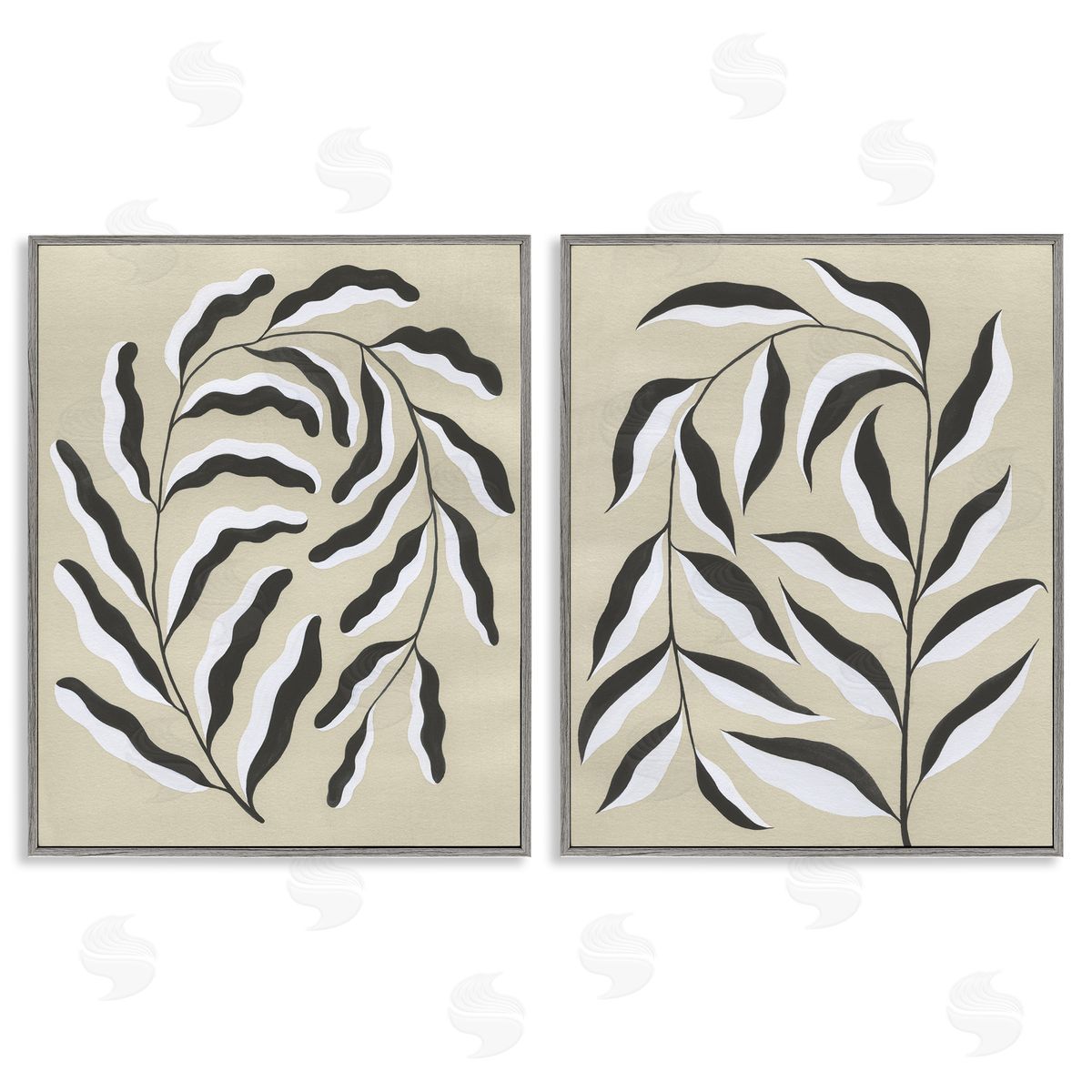 Midcentury Mod Botanicals Grey Frame Print Wall Art, Home Decor by Grace Popp