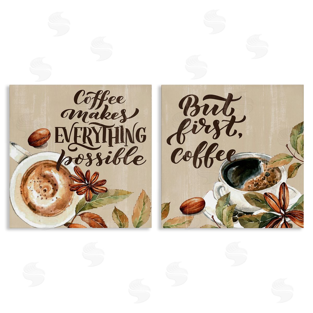 Morning Coffee Classic Phrases Canvas Wall Art, Home Decor by Kim Allen