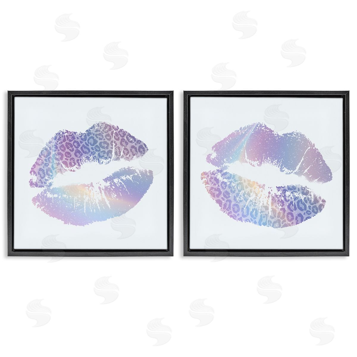 Glam Leopard Pattern Lipstick Black Floating Frame Canvas Wall Art, Home Decor by Kim Allen