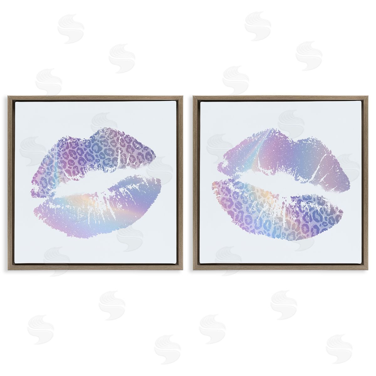 Glam Leopard Pattern Lipstick Brown Floating Frame Canvas Wall Art, Home Decor by Kim Allen