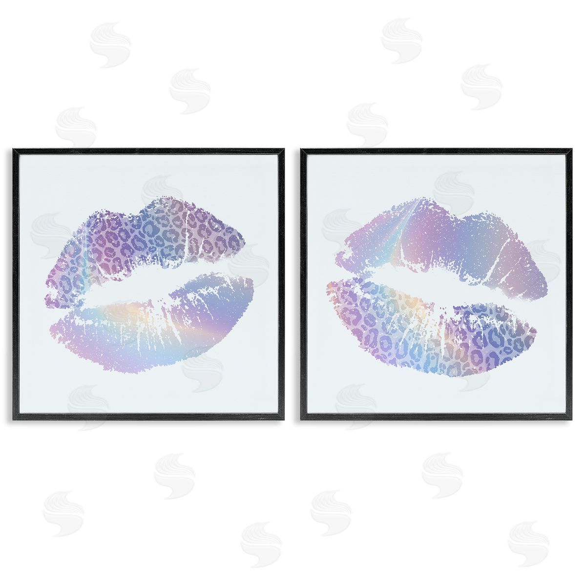 Glam Leopard Pattern Lipstick Black Frame Print Wall Art, Home Decor by Kim Allen