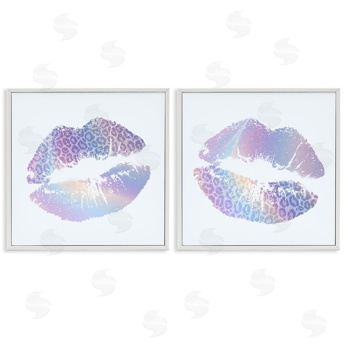 Glam Leopard Pattern Lipstick White Frame Print Wall Art, Home Decor by Kim Allen