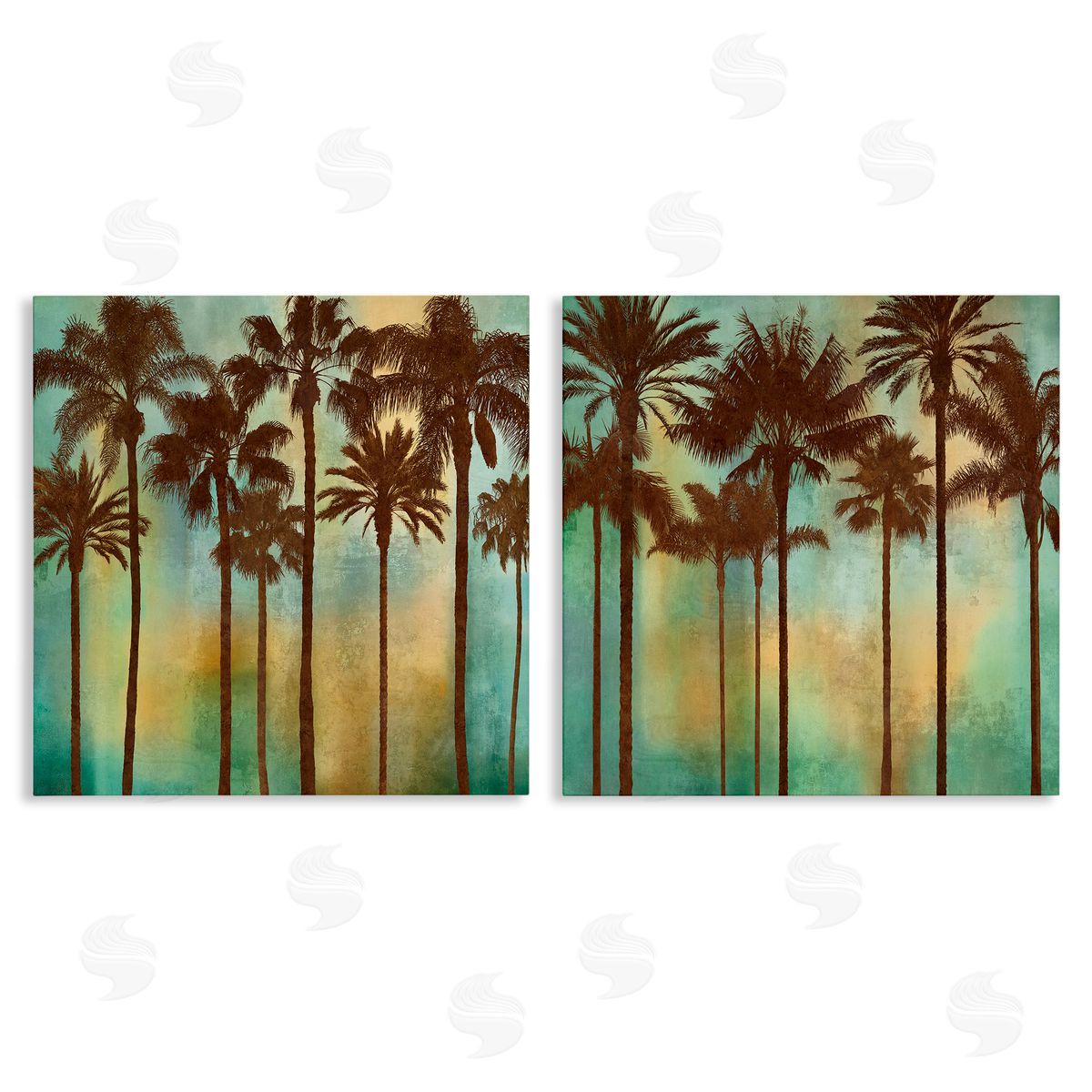 Palms on Blue & Orange Canvas Wall Art, Home Decor by John Seba