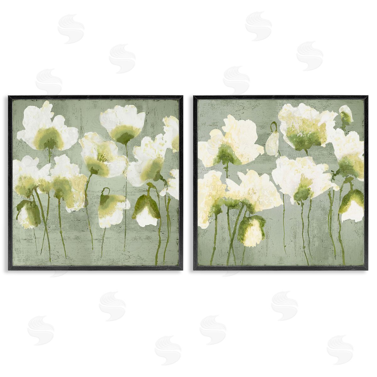 Charming White Blooms Black Frame Print Wall Art, Home Decor by Vanessa Austin