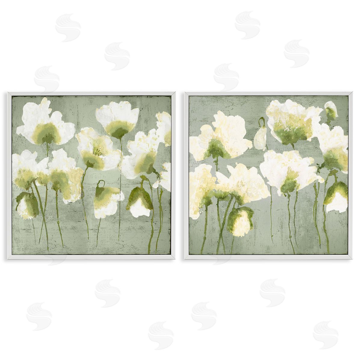 Charming White Blooms White Frame Print Wall Art, Home Decor by Vanessa Austin