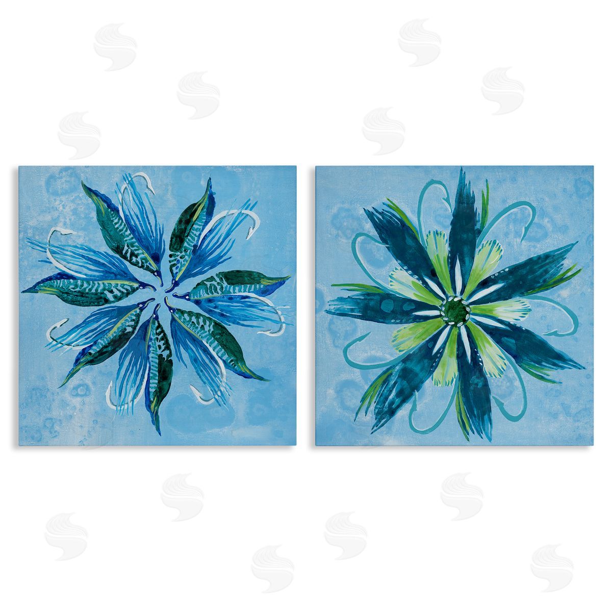 Whimsical Flower Shapes Canvas Wall Art, Home Decor by Liz Jardine