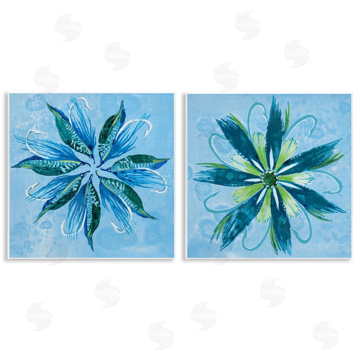 Whimsical Flower Shapes Wood Plaque Wall Art, Home Decor by Liz Jardine