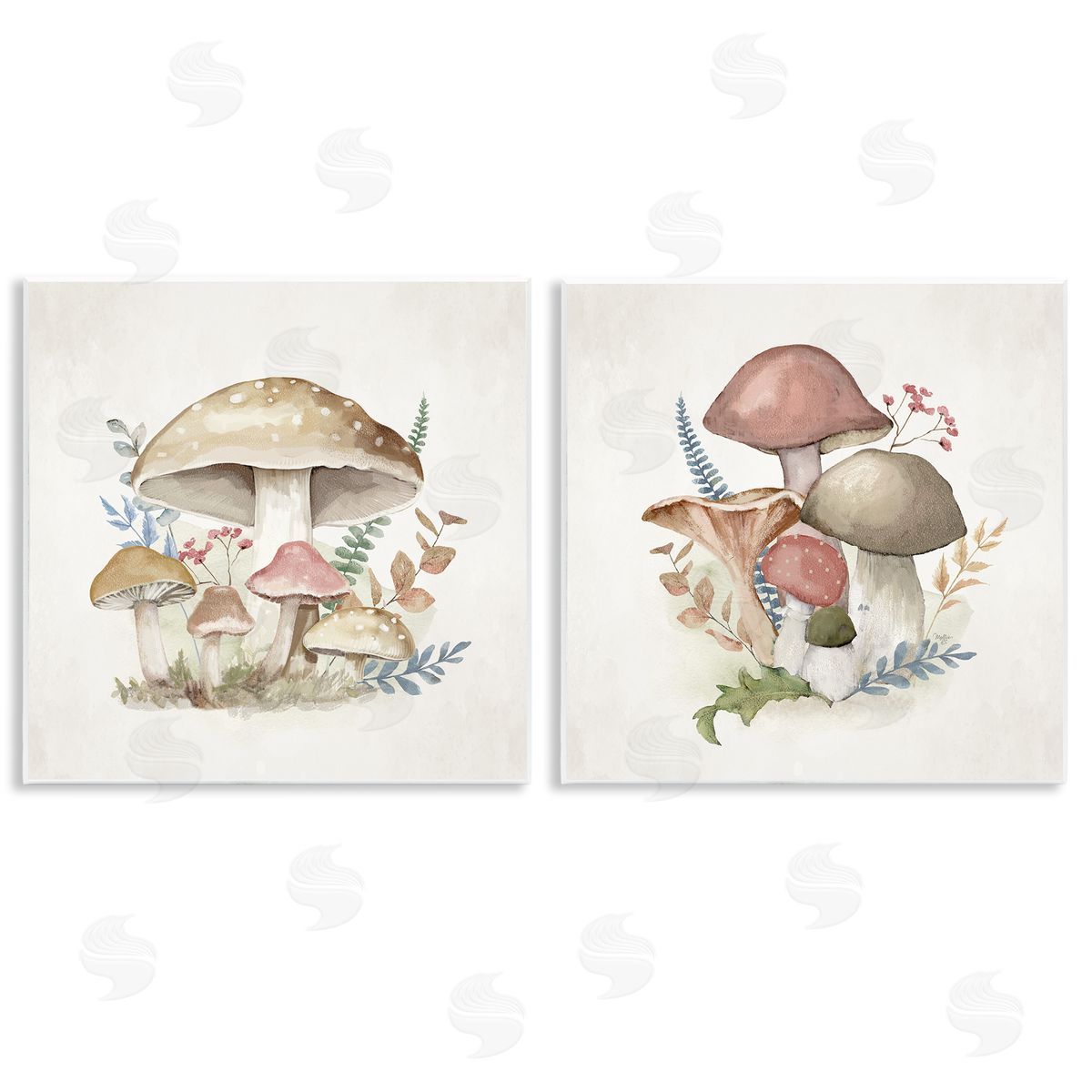 Pastel Blooming Mushrooms Wood Plaque Wall Art, Home Decor by Mollie B.