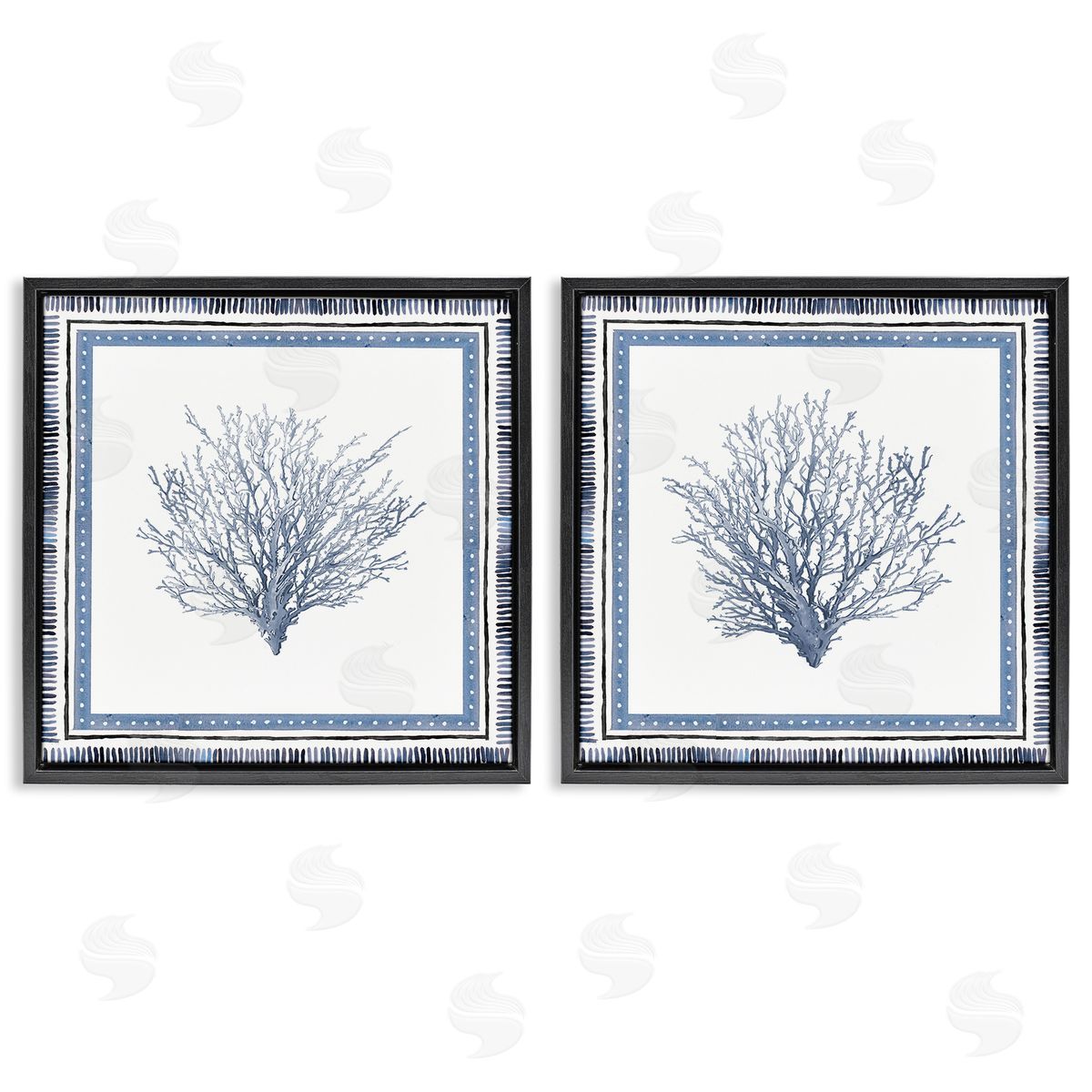 Maritime Coral Tendrils Black Floating Frame Canvas Wall Art, Home Decor by Lanie Loreth