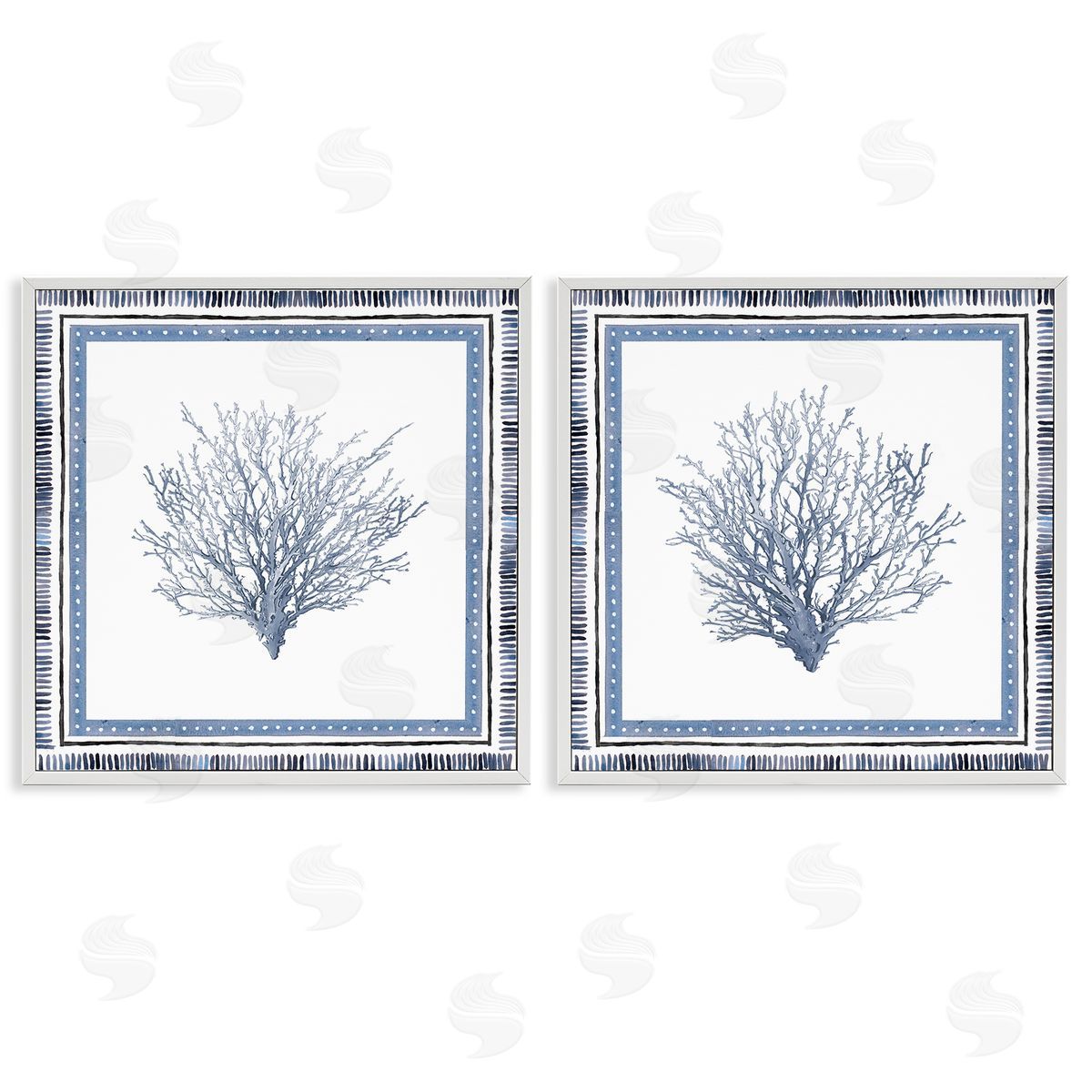Maritime Coral Tendrils White Frame Print Wall Art, Home Decor by Lanie Loreth