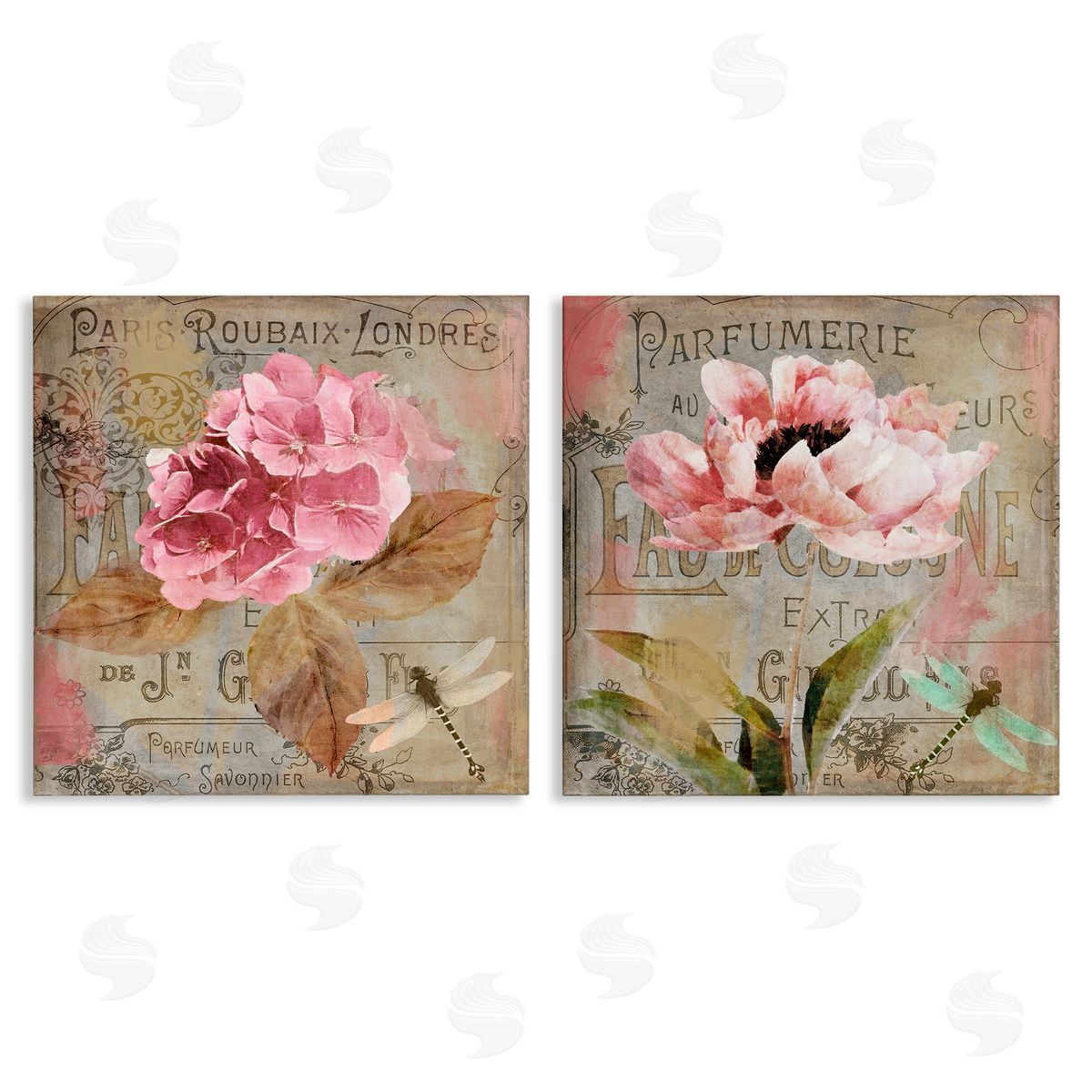 Vintage Collage French Florals Canvas Wall Art, Home Decor by Sasha