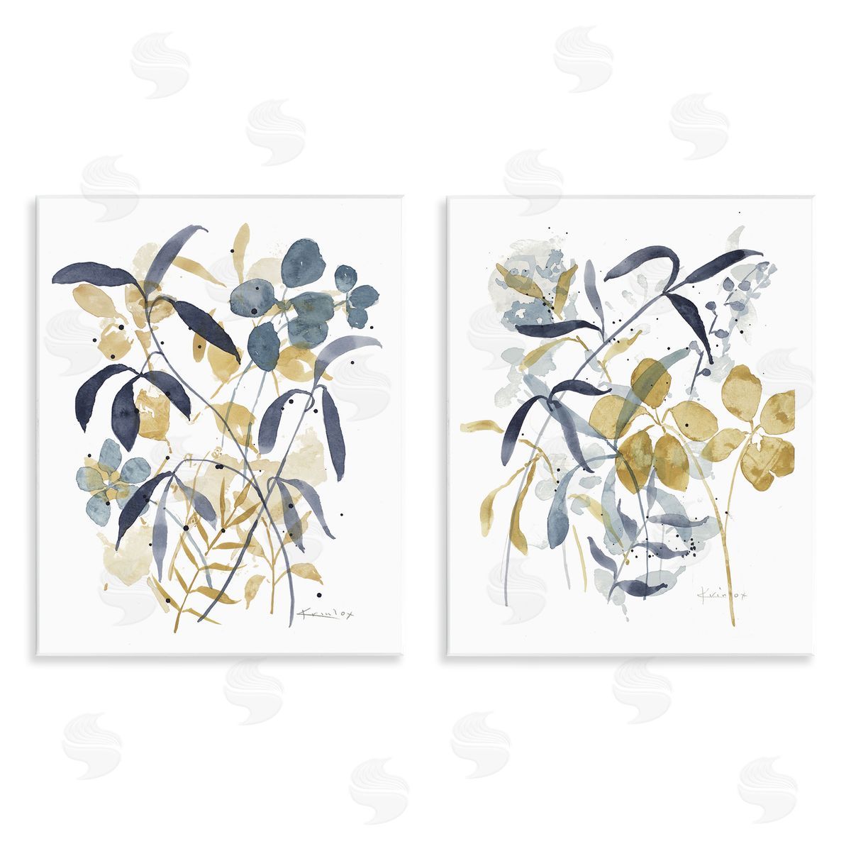 Whimsy Watercolor Botanicals Wood Plaque Wall Art, Home Decor by Krinlox