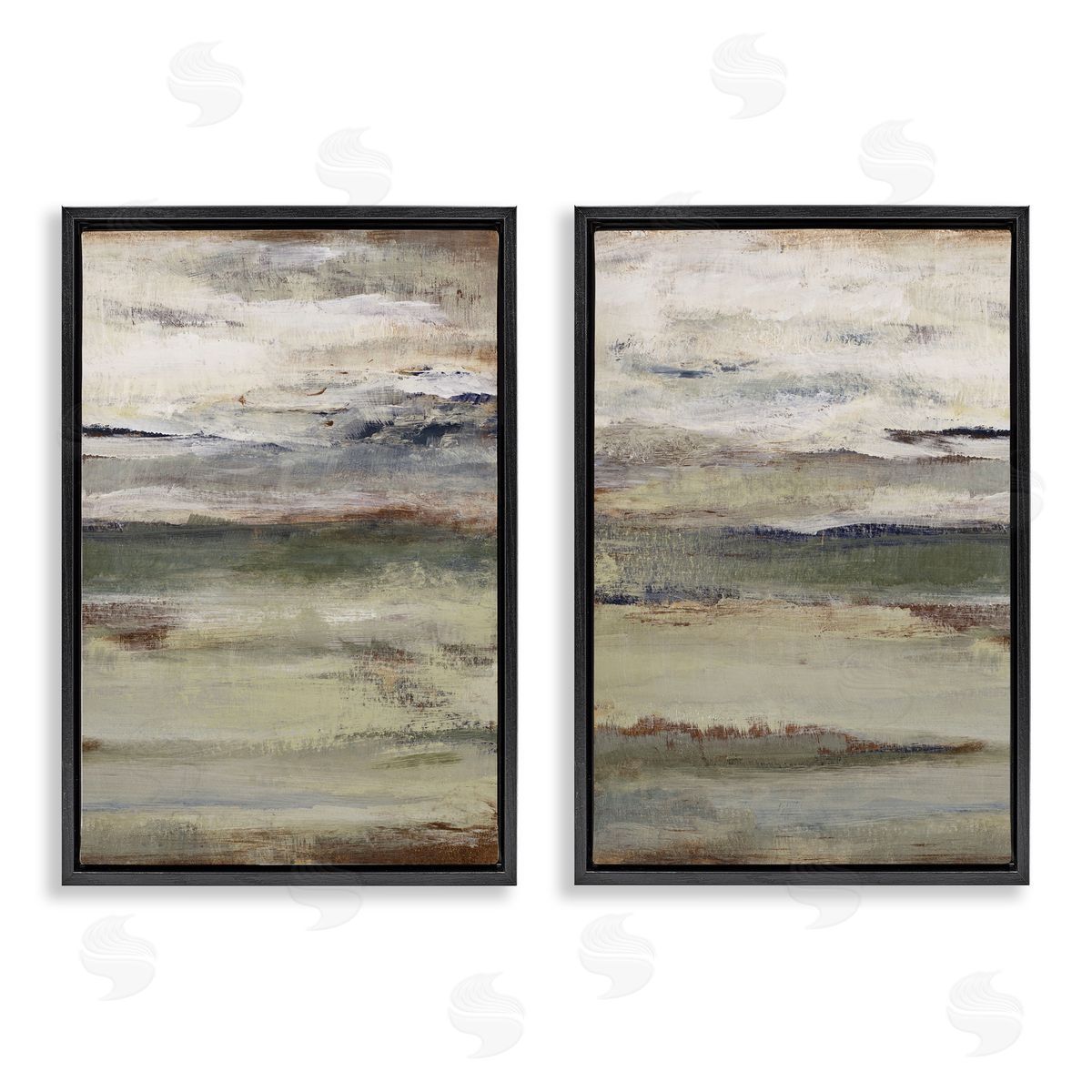Earth's Layers Neutral Abstract Black Floating Frame Canvas Wall Art, Home Decor by Lanie Loreth