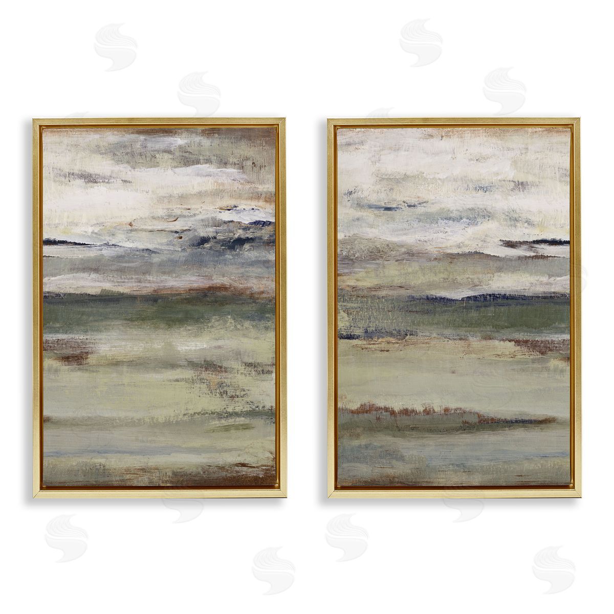 Earth's Layers Neutral Abstract Gold Floating Frame Canvas Wall Art, Home Decor by Lanie Loreth