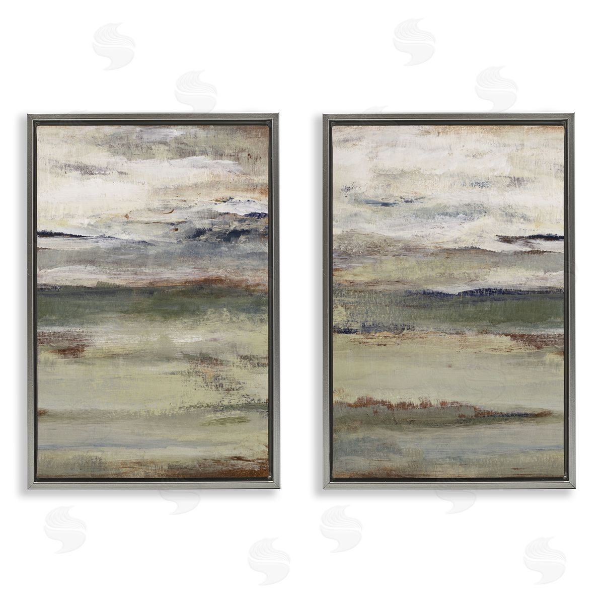 Earth's Layers Neutral Abstract Grey Floating Frame Canvas Wall Art, Home Decor by Lanie Loreth