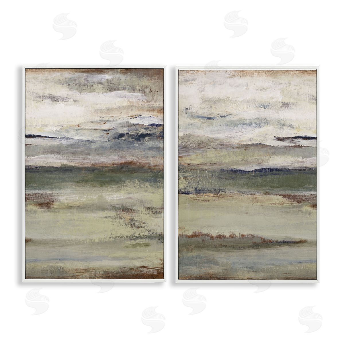 Earth's Layers Neutral Abstract White Frame Print Wall Art, Home Decor by Lanie Loreth
