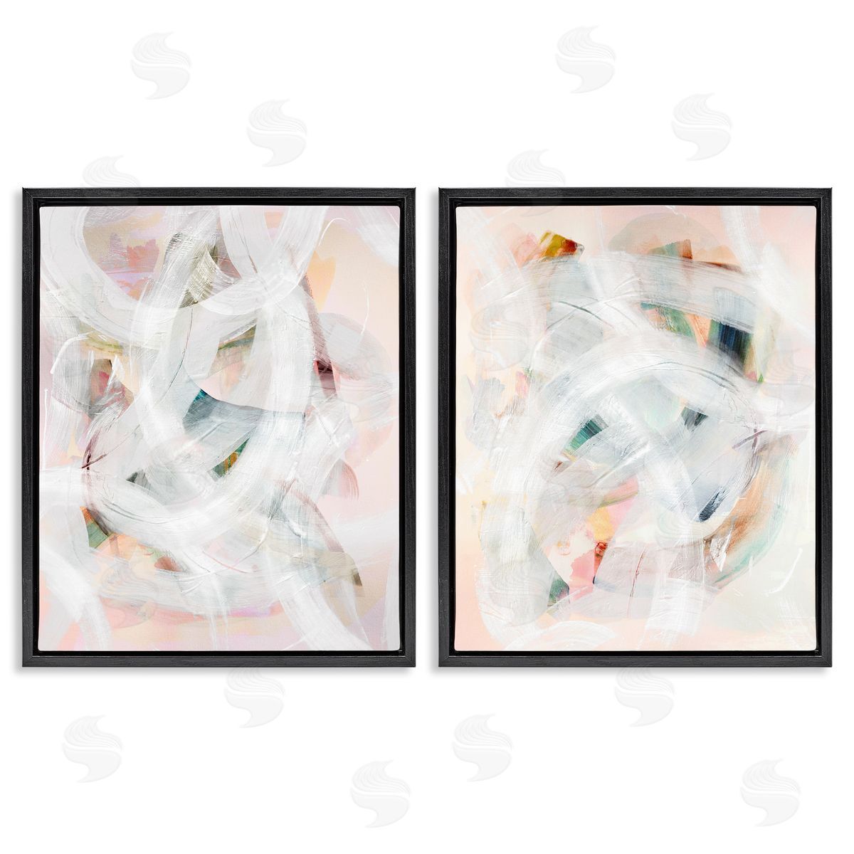 Subtle & Soft Abstraction Black Floating Frame Canvas Wall Art, Home Decor by Gemma Bardot