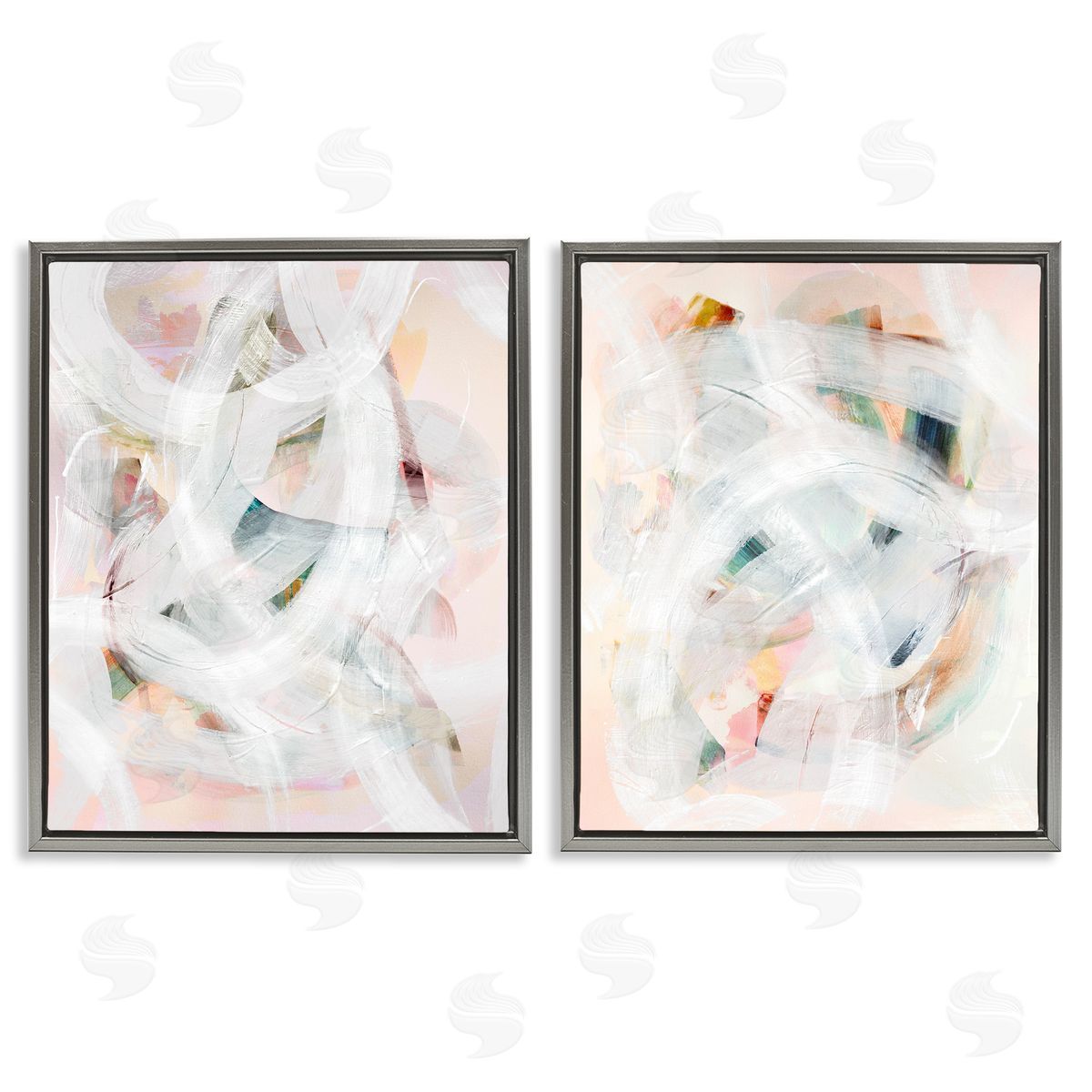 Subtle & Soft Abstraction Grey Floating Frame Canvas Wall Art, Home Decor by Gemma Bardot