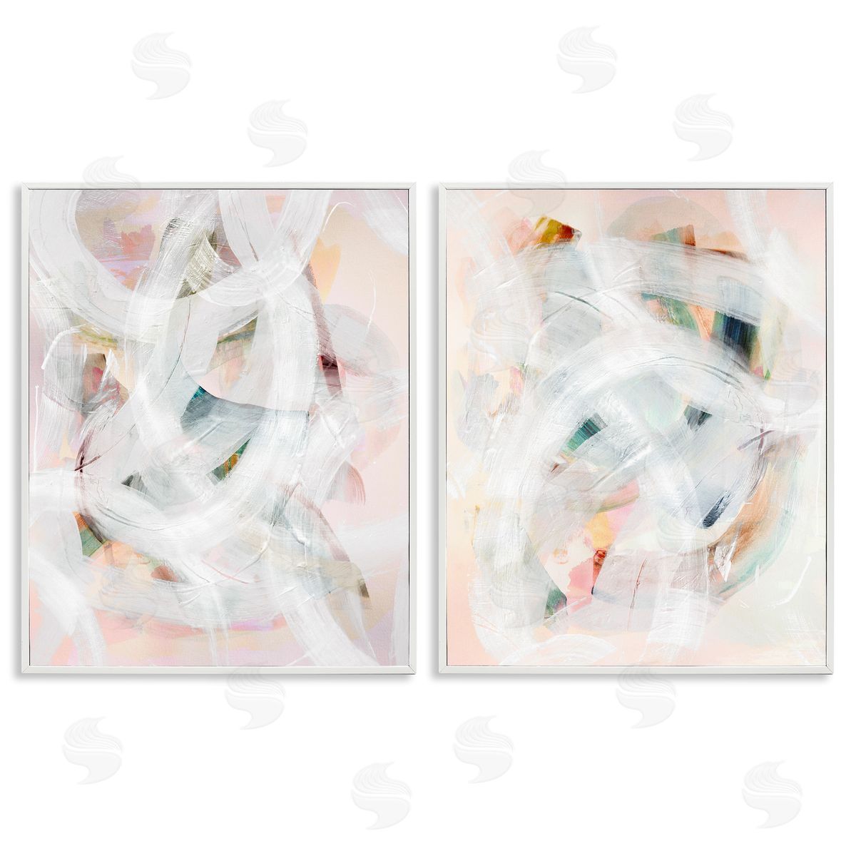 Subtle & Soft Abstraction White Frame Print Wall Art, Home Decor by Gemma Bardot