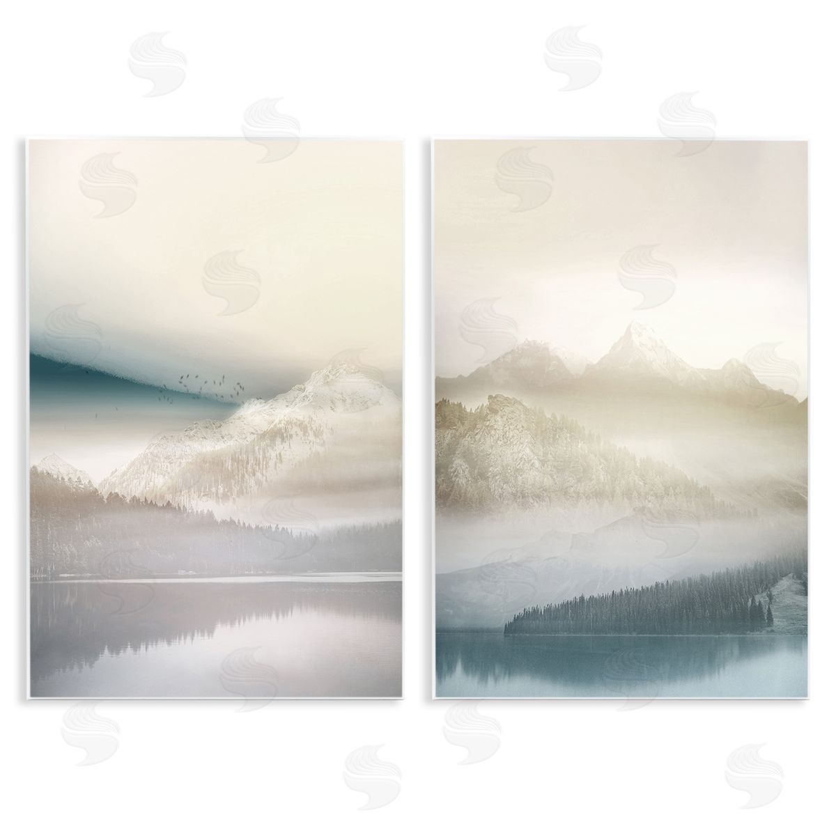 Mountain Peaks & Neutral Lake Wood Plaque Wall Art, Home Decor by Gemma Bardot
