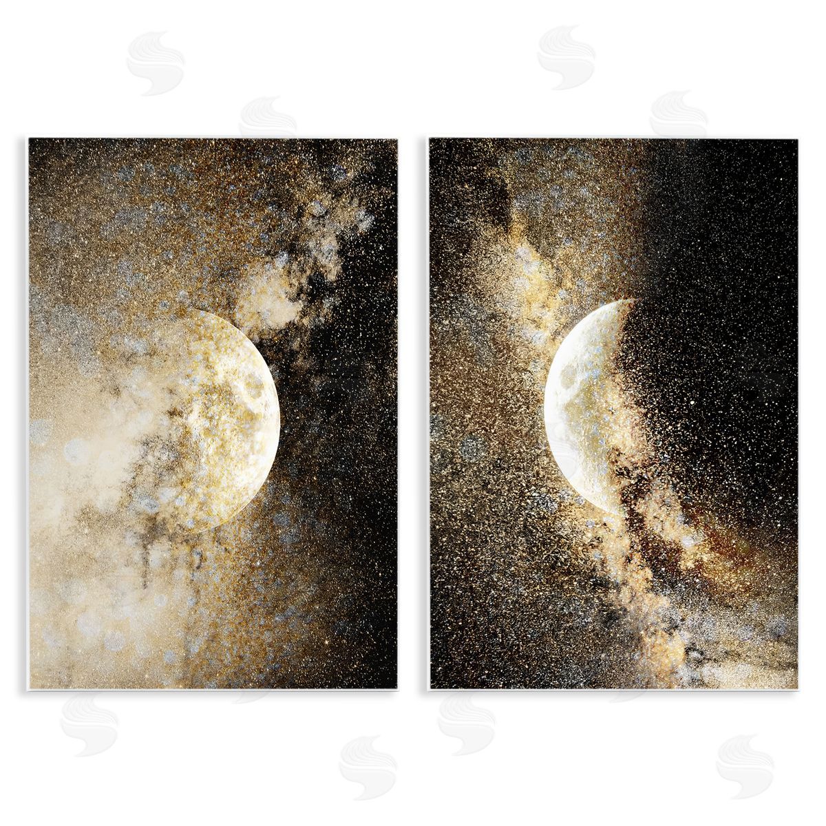 Moons with Starry Nebulas Wood Plaque Wall Art, Home Decor by Gemma Bardot