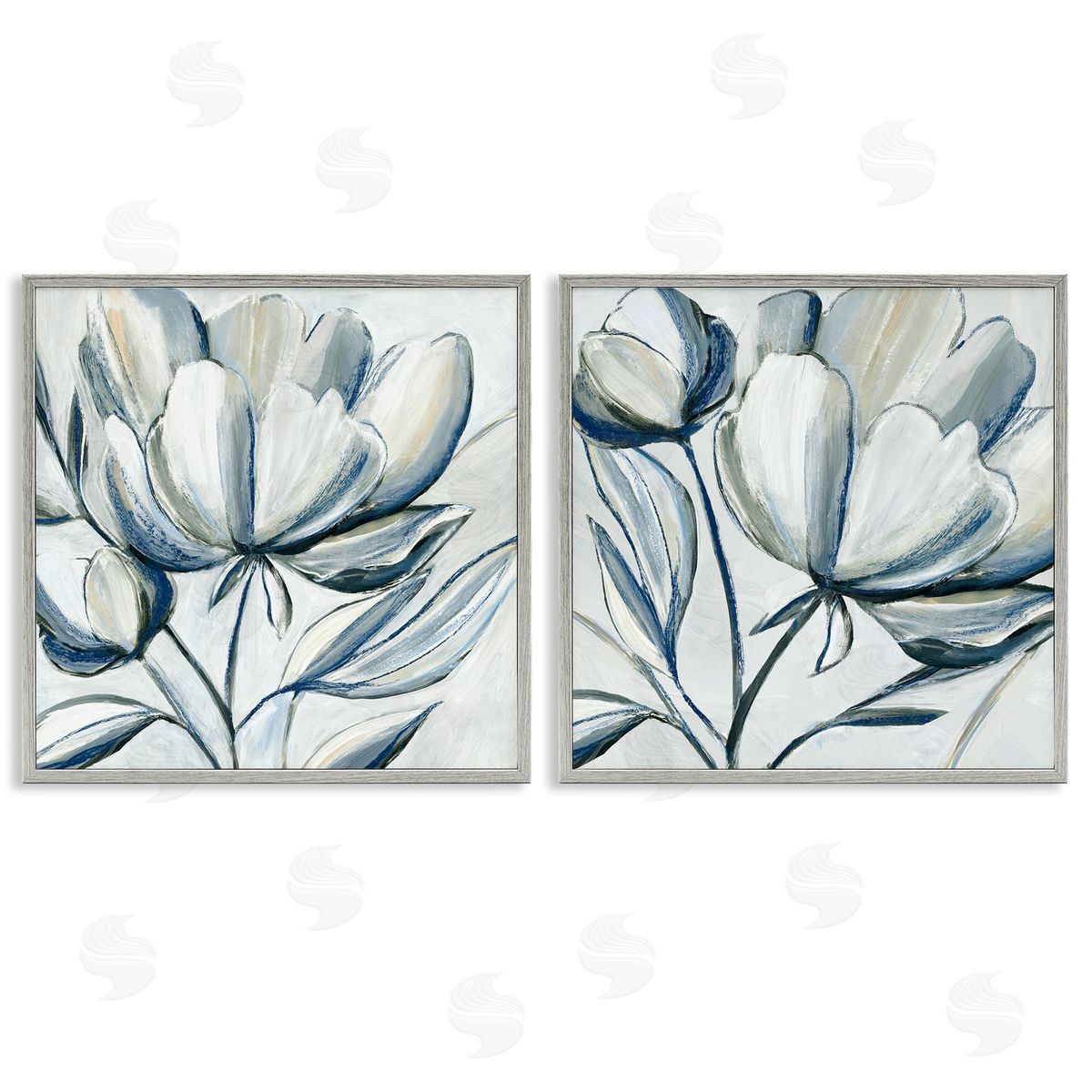 Hannah Dawson Brushed Grey Tulips Canvas Wall Art Print