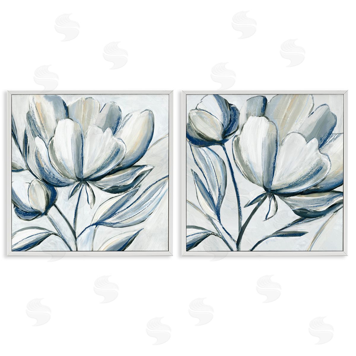 Hannah Dawson Brushed Grey Tulips Canvas Wall Art Print