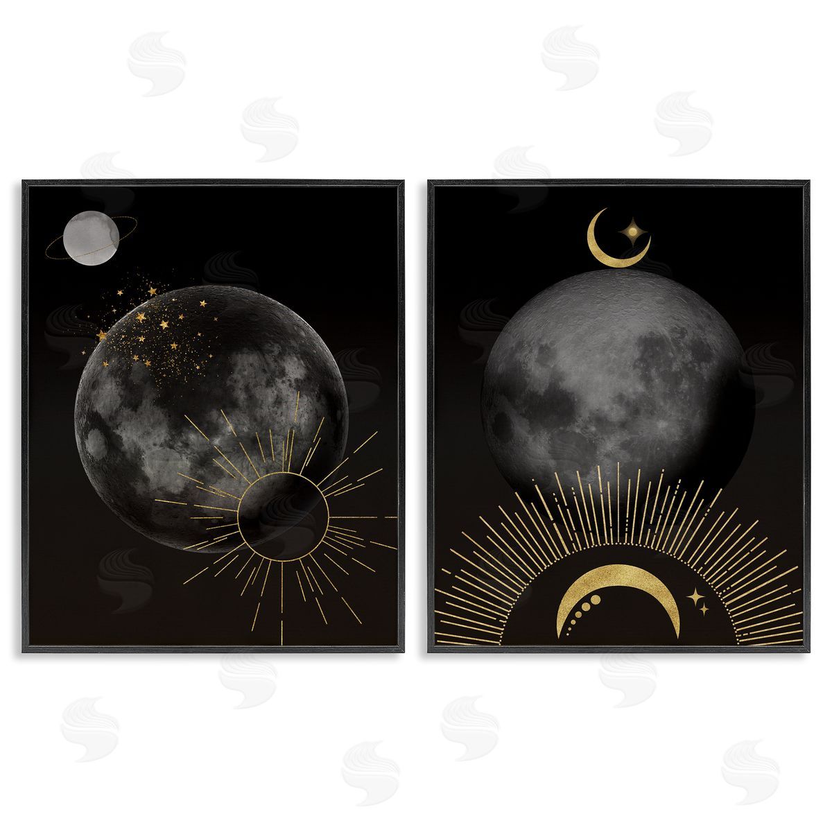 Daniela Santiago Celestial Gold Sun and Moon Canvas Wall Art Print