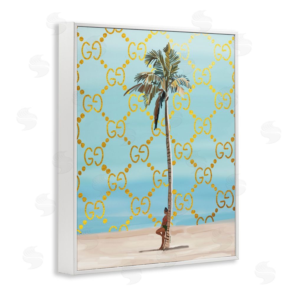 Amelia Noyes Glam Pattern Palm Tree White Framed Giclee Wall Art Print