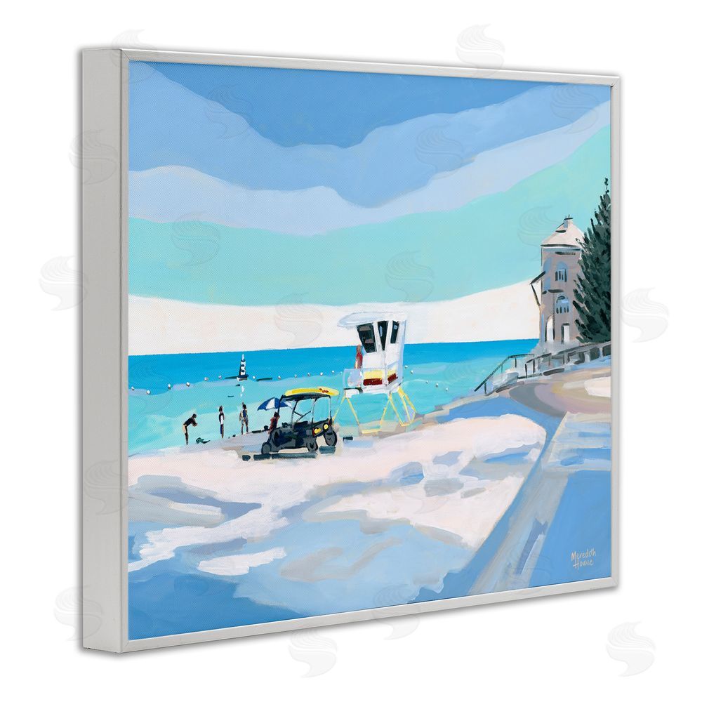 Meredith Howse Blue & White Beach White Framed Giclee Wall Art Print