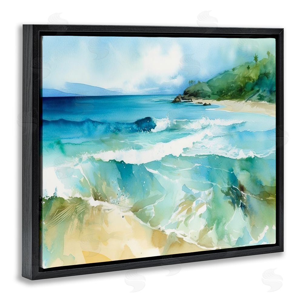 Andrea Haase Abstract Beach Waves Black Floating Frame Canvas Wall Art Print