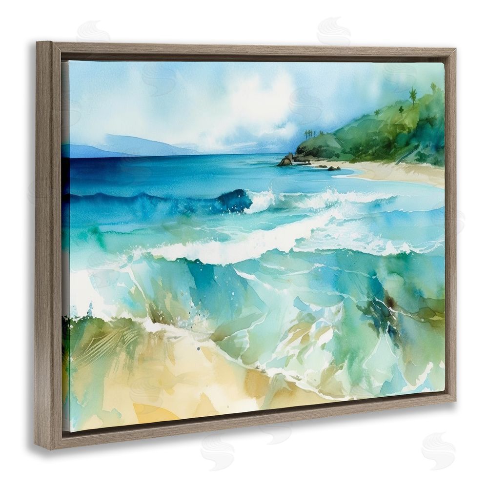 Andrea Haase Abstract Beach Waves Brown Floating Frame Canvas Wall Art Print