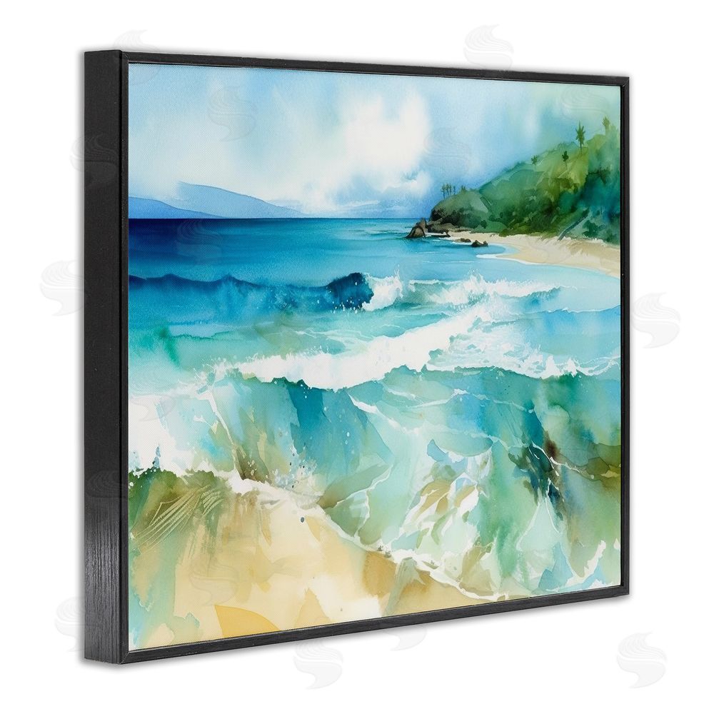 Andrea Haase Abstract Beach Waves Black Framed Giclee Wall Art Print