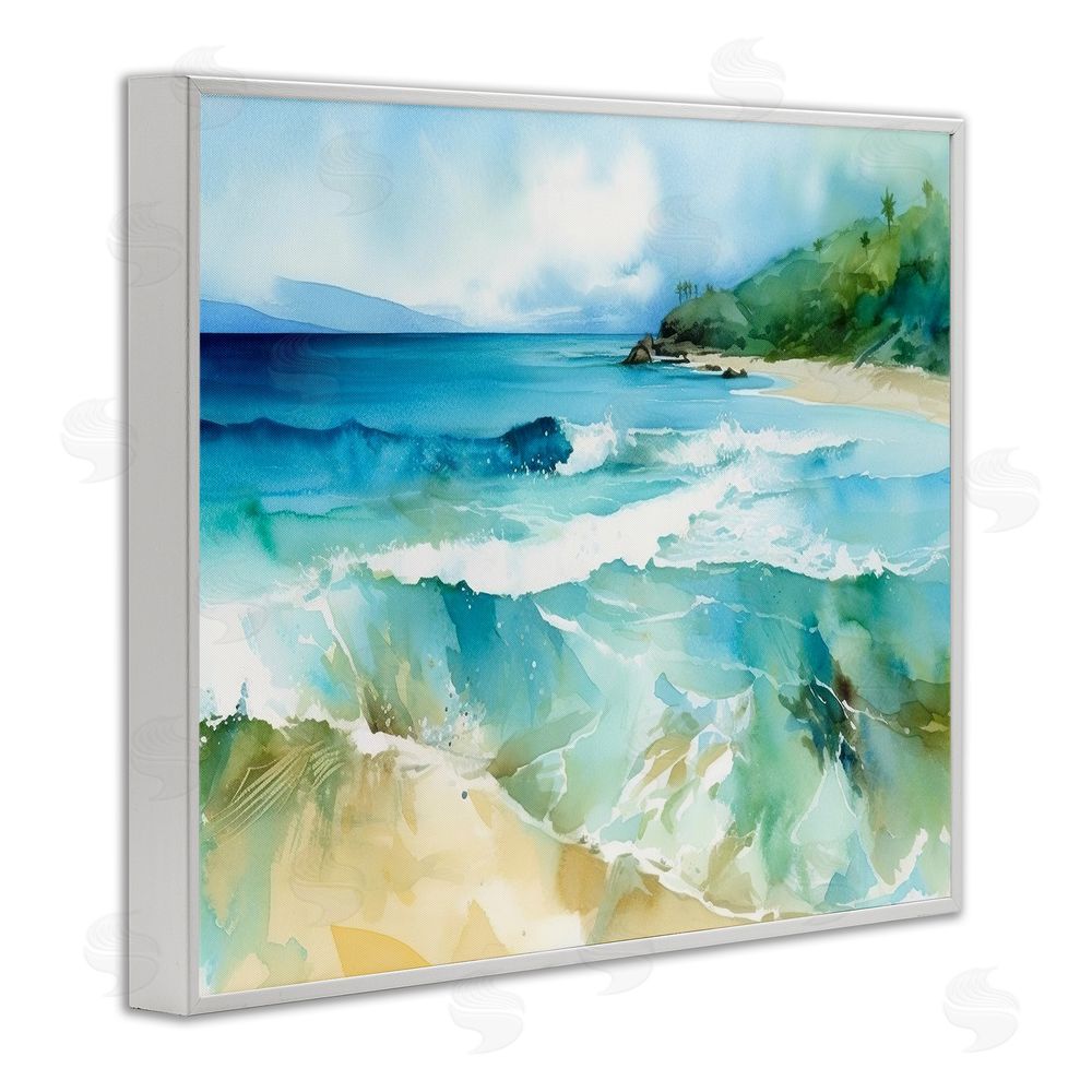 Andrea Haase Abstract Beach Waves White Framed Giclee Wall Art Print